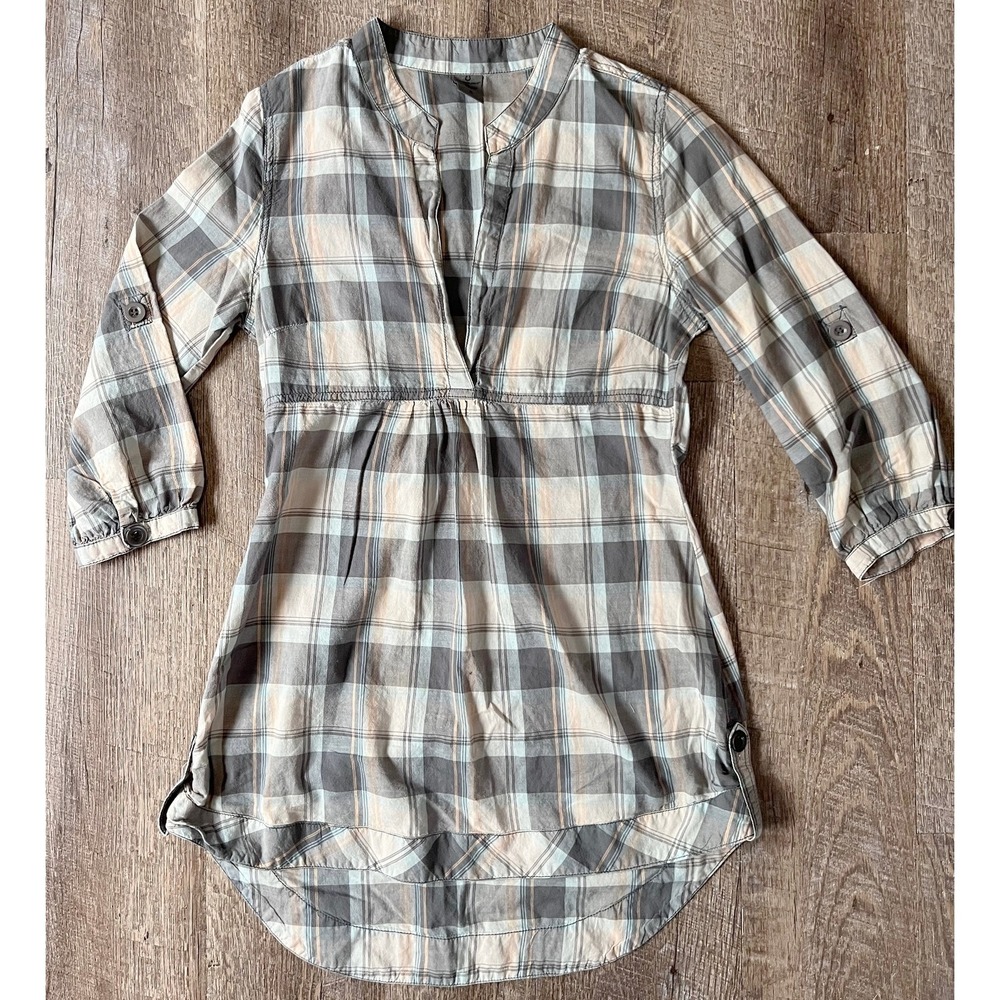 Lululemon Plaid Tunic Top with button sleeves Size S